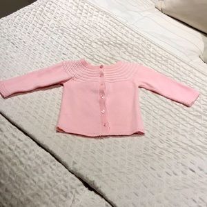 Artesania Granlei pink knit button front sweater. Size 12 mos